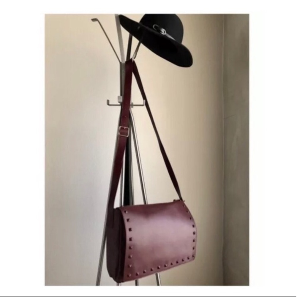 Valentino Oxblood Messenger Bag with Rockstud